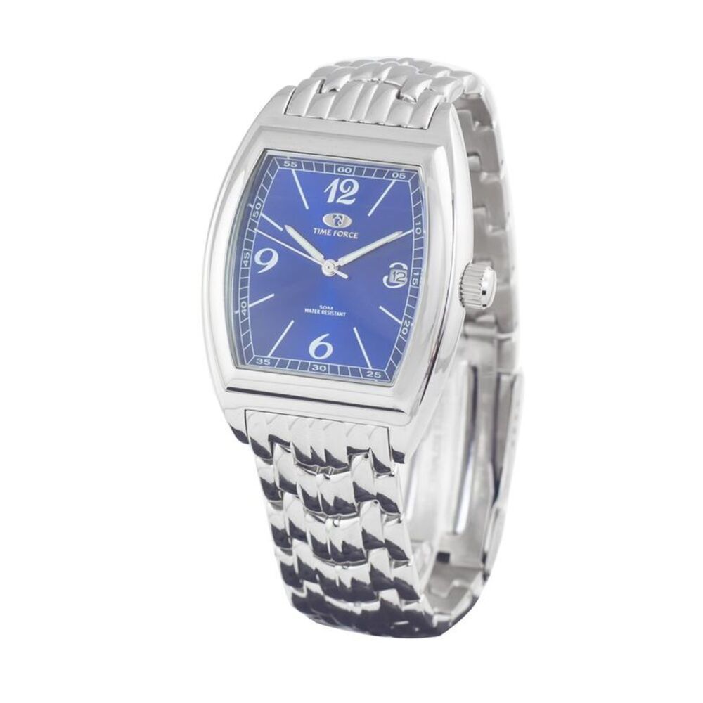 Time Force Analog Wristwatch Blue Face Men Silver Watches
